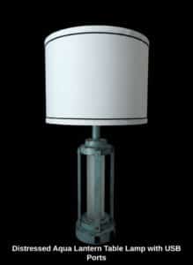 Distressed-Aqua-Lantern-Table-Lamp-with-USB-Ports