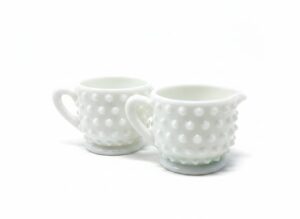 Fenton-Hobnail-Milk-Glass-Creamer-and-Sugar-Bowl-Set