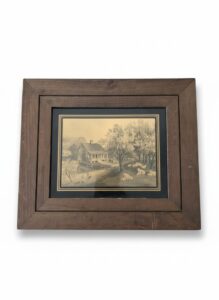 Framed-Currier-Ives-American-Homestead-Spring-Gold-Foil-Art-Print