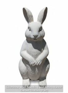 Glitzhome-MGO-Standing-and-Sitting-Rabbit-Garden-Statues-Pair