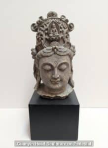 Guanyin-Head-Sculpture-on-Pedestal