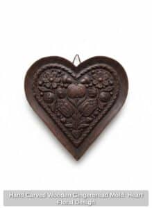 Hand-Carved-Wooden-Gingerbread-Mold-Heart-Floral-Design