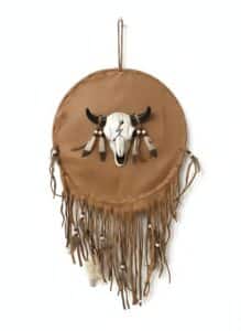 Hand-Painted-Native-American-Style-Buffalo-Skull-Drum