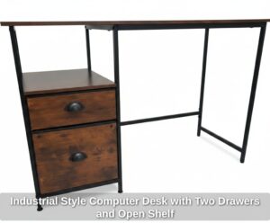 Industrial-Style-Computer-Desk-with-Two-Drawers-and-Open-Shelf