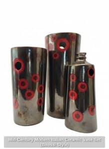 Mid-Century-Modern-Italian-Ceramic-Vase-Set-Bitossi-Style