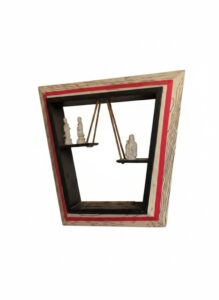 Mid-Century-Modern-Trapezoidal-Wall-Shelf-with-Figurines