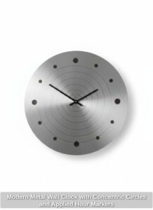 Modern-Metal-Wall-Clock-with-Concentric-Circles-and-Applied-Hour-Markers