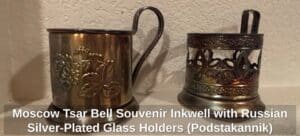 Moscow-Tsar-Bell-Souvenir-Inkwell-with-Russian-Silver-Plated-Glass-Holders-Podstakannik-second-image