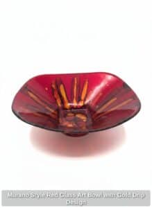 Murano-Style-Red-Glass-Art-Bowl-with-Gold-Drip-Design
