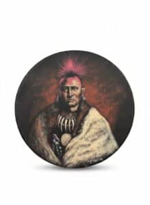 Native-American-Style-Ceremonial-Drum-with-Mohawk-Warrior-Portrait