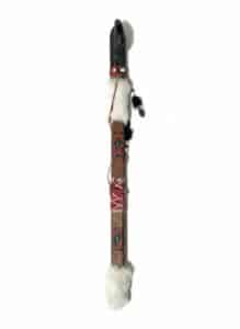 Native-American-Style-Wooden-Flute-with-Bear-Paw-and-Feather-Embellishments