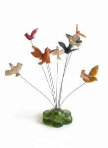 New-Designs-Inc.-Kinetic-Lucite-Birds-on-Wire-Sculpture-with-Flower-Base