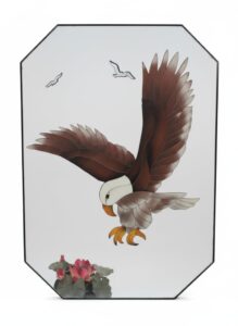 Octagonal-Beveled-Mirror-with-Painted-Bald-Eagle-Design
