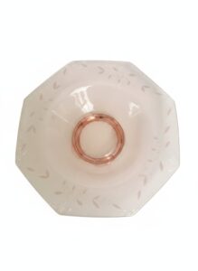 Pink-Depression-Glass-Octagonal-Bowl-with-Leaf-Etching