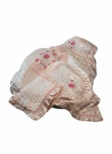 Pink-Satin-Quilted-Bedspread-with-Embroidered-Roses-and-Pleated-Trim