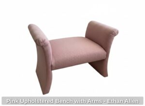 Pink-Upholstered-Bench-with-Arms-Ethan-Allen