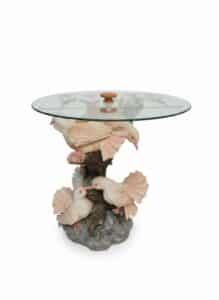 Porcelain-Dove-Figurine-Accent-Table-with-Glass-Top