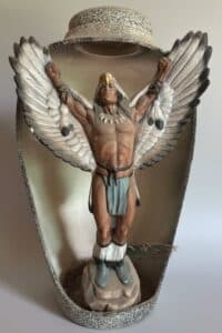 Provincial-Mold-Native-American-Eagle-Dancer-Ceramic-Vase-Sculpture