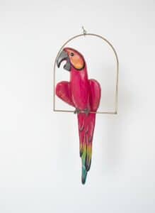 Red-Macaw-Metal-Wall-Art-second-image