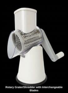 Rotary-Grater-or-Shredder-with-Interchangeable-Blades