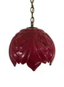 Ruby-Red-Swag-Lamp-with-Petal-Shade