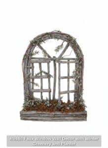 Rustic-Faux-Window-Wall-Decor-with-Winter-Greenery-and-Planter