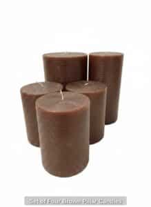 Set-of-Four-Brown-Pillar-Candles
