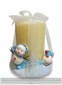 Snowman-Themed-Pillar-Candle-with-Wax-Warmer-Set