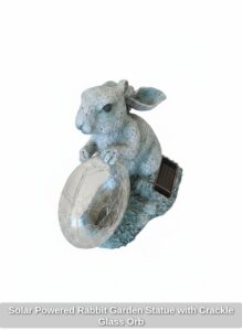 Solar-Powered-Rabbit-Garden-Statue-with-Crackle-Glass-Orb