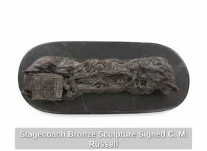 Stagecoach-Bronze-Sculpture-Signed-C.-M.-Russell