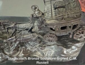 Stagecoach-Bronze-Sculpture-Signed-C.-M.-Russell-third-image