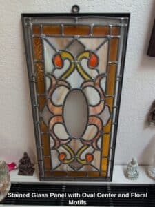 Stained-Glass-Panel-with-Oval-Center-and-Floral-Motifs