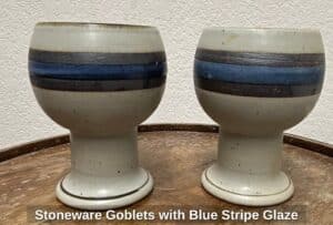 Stoneware-Goblets-with-Blue-Stripe-Glaze