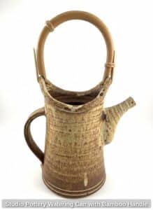 Studio-Pottery-Watering-Can-with-Bamboo-Handle