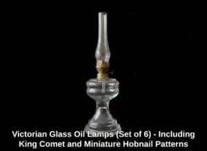 Victorian-Glass-Oil-Lamps-Set-of-Including-King-Comet-and-Miniature-Hobnail-Patterns-second-image