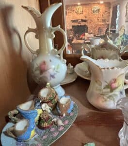 Victorian-Style-Porcelain-and-Glass-Decorative-Set-with-Lefton-and-Capodimonte-Style-Pieces
