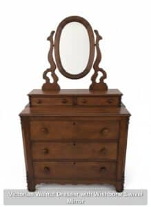 Victorian-Walnut-Dresser-with-Wishbone-Swivel-Mirror