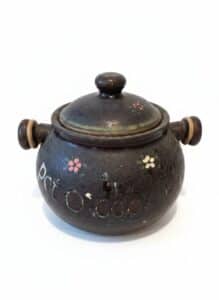 Vintage-Ceramic-Pot-with-Lid-and-Decorative-Jar-Pot-Lettering