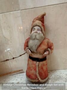 Vintage-Christmas-Reindeer-and-Sleigh-Set-with-Santa-Claus-Figure-fourth-image