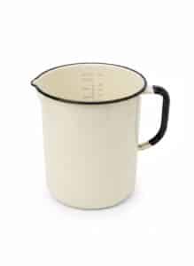 Vintage-Enamelware-Measuring-Pitcher-with-Black-Rim
