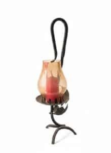 Vintage-Etched-Glass-Wine-Aerator-Dispenser-with-Wrought-Iron-Stand-second-image