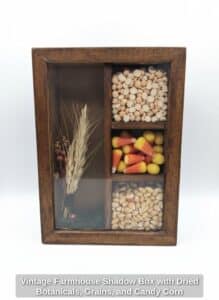 Vintage-Farmhouse-Shadow-Box-with-Dried-Botanicals-Grains-and-Candy-Corn