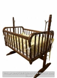 Vintage-Jenny-Lind-Spindle-Style-Wooden-Baby-Cradle-second-image