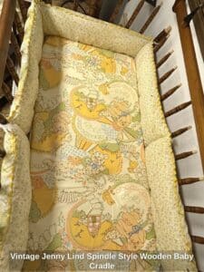 Vintage-Jenny-Lind-Spindle-Style-Wooden-Baby-Cradle-third-image