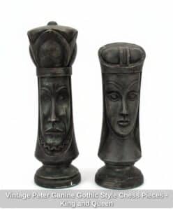 Vintage-Peter-Ganine-Gothic-Style-Chess-Pieces-King-and-Queen