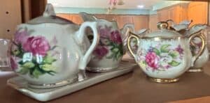 Vintage-Porcelain-Rose-Tea-Set-with-Hand-Painted-Glass-Creamer-and-Sugar-Sets