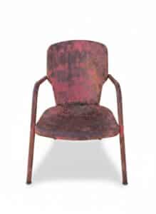 Vintage-Red-Metal-Clam-Shell-Patio-Chair