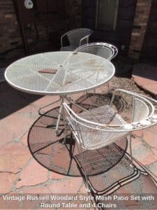 Vintage-Russell-Woodard-Style-Mesh-Patio-Set-with-Round-Table-and-Chairs