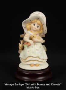 Vintage-Sankyo-Girl-with-Bunny-and-Carrots-Music-Box