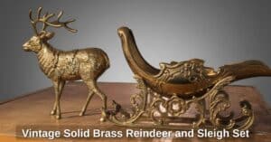 Vintage-Solid-Brass-Reindeer-and-Sleigh-Set